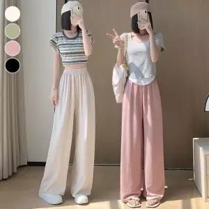 여성 챠르르 와이드 팬츠 ELC9021 데님 팬츠 와이드 와이드 레깅스 밴딩 나팔 (WFK3QBA)