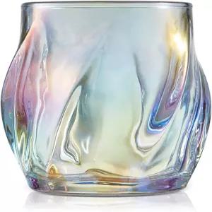 ANBFF 위스키 잔 세트 2개 컬러풀 록 글라스 8.5온스 드링킹 버번 스카치 칵테일 데킬라 와인 럼용