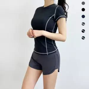 ALL4059 여자두줄요가 스포츠레쉬가드3부반바지 래쉬가드 트레이닝 팬츠 스포츠 반바지 래깅스 레저용