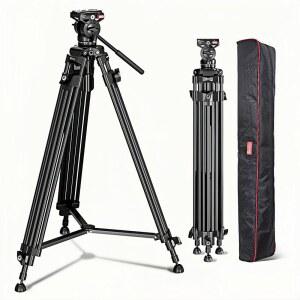 [미국배송] 360 유체 헤드(BV185) 72.8인치 헤비 듀티 삼각대 알루미늄 합금 카메라 리프트 로프 최대 6KG/13.2파운드의 하중 6.3파운드의 가벼운 무게