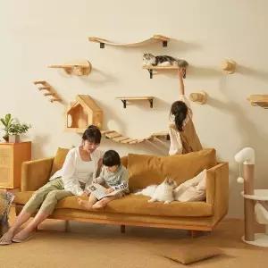 고양이 벽 선반 변형 가능한 스크래치 포스트 벽걸이 DIY 가구 등반 놀이 낮잠용
