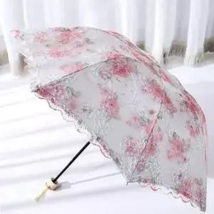 자외선 차단 장미 자수 레이스 양산 햇빛 차단