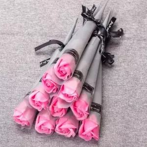 (쓰러담아) 10개입 한송이 장미 비누꽃 조화 꽃다발