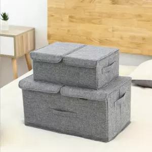 좌우분리 리빙박스 코튼 옷장정리함 오픈형 수납함 린넨 수납박스