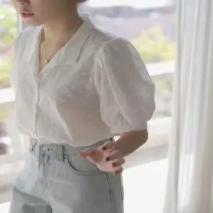 반팔블라우스 블라우스 프릴블라우스 퍼프소매 여자블라우스 퍼프소매블라우스 봄여름블라우스