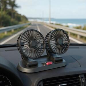 자동차 쿨링팬 듀얼 헤드 USB 차량용 선풍기 - 5V/12V/24V 다중 전압, 2단계 속도 조절 자동차 냉각기 (차