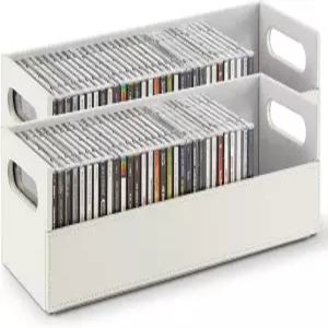 집에 2팩 CD 보관함 영화 케이스 DVD 카세트 테이프 진열대 디스크 홀더는 최대 40장의 CD를 보관할 수