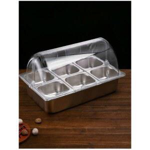 뷔페 스텐 반찬 저장함 투명 식당 분할 A 한식 용기 뚜껑 음식점 토핑 업소용 바트