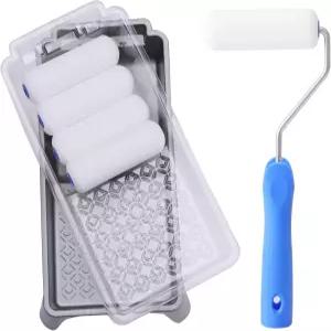 미스터 루이 폼 페인트 롤러 4인치 8팩 소형 고밀도 트레이 및 라이너 세트 염색용 스펀지