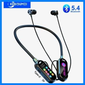 컬러 스크린 블루투스 5.4 이어폰 넥밴드 헤드폰 무선 헤드셋 노이즈 감소 이어버드 라이브 이어폰 모니터