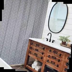 방수샤워커튼 헤링본 대형 체크 욕실 화장실 샤워 방수 커텐 커튼