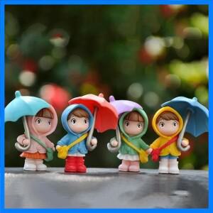 4PCS 귀여운 우산 커플 자동차 인테리어 장식 액션 피규어 자동 백미러 대시 보드 장식품 자동차 액세서리