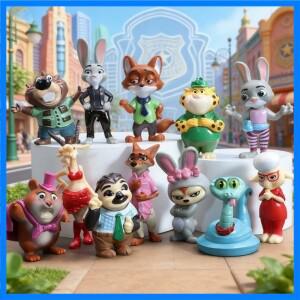 12개/세트 주토피아 2 액션 피규어 장난감 주디 래빗 닉 폭스 시리즈 애니메이션 피규어 팬 크리스마스 선