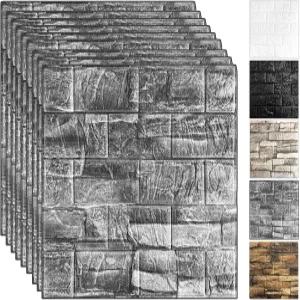 10개의 9.7 평방피트 3D 벽 패널 필 앤 스틱 7mm 두께의 폼 벽돌 11.8 * 11.8인치 모조 벽지 스톤 월 자체