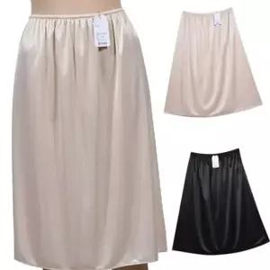 (뵈뵈)새틴질감 속치마 무지 베이직 여성 롱속치마 슬립속치마