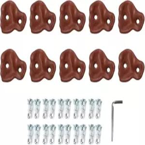 암벽 등반 성인을 위한 벽 그립 10PCS PE 인체공학적 편안한 손 느낌 실내 야외 (빨간색) (주황색)