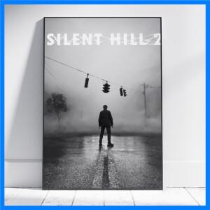 클래식 호러 서바이벌 게임 사일런트 힐 2 벽 아트 포스터 및 프린트 그림 (게임룸 홈데코 선물용 캔버스