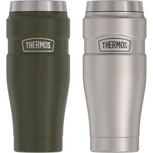 [미국배송] THERMOS 스테인리스 킹 16온스 진공 단열 여행용 머그 번들 매트 그린 및 스틸