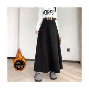 엘럽 여자 정장 스커트 영상 모직 추동 블랙 중기장 기장 우산 겨울 A라인 두툼한 원템4