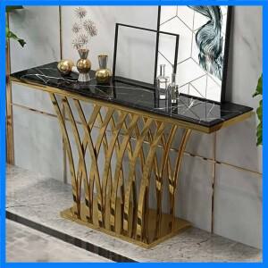 전기도금 녹 방지 모던 심플 룸 콘솔 와이어 드로잉 테이블 고급스러운 거실 대리석 가구 수납 책상