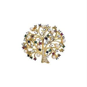 우아한 브로치 & 핀 여성용 u2013 활기찬 컬러 럭키 머니 트리 부토니에, 스타일리시한 액세서리를 위한 고급 배지 포함