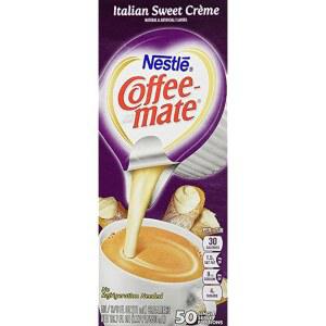 커피메이트 84652 리퀴드 커피 크리머, 이탈리안 스위트 크림, 0.375온스 컵(50개들이 상자)