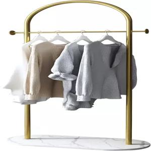 버즈이 골드 의류 랙 마블 베이스가 있는 모던 튼튼한 코트 프리스탠딩 옷을 걸 수 재킷 모자 스카프 정리