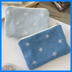 지퍼가 달린 스타 동전 지갑 간단한 패브릭 파우치 휴대용 소형 동전 지갑 립스틱 헤드폰 보관 가방 스타