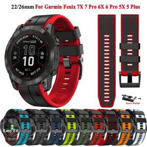 [호환품]26 22mm Garmin Fenix 8 7X 7 Pro 6 6X 5X 5 Plus 사파이어 솔라 시계 스트랩 팔찌 퀵 릴리스 실