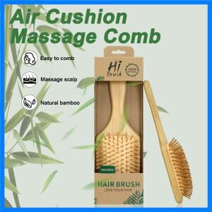선물 상자가 포함된 천연 대나무 에어 쿠션 헤어 브러시 - 부드럽고 엉킴 방지 정전기 방지 헤어 케어를 위