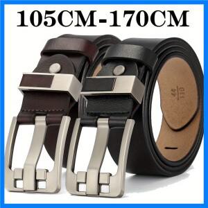 롱 라지 플러스 사이즈 130 140 150 160 170cm 빈티지 합금 핀 버클 남성 벨트 고품질 가죽 명품 스트랩 남