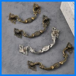 빈티지 레트로 가구 캐비닛 찬장 서랍 손잡이 아연 합금 청동 장식 손잡이 및 당기기 2 개