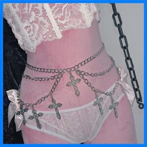 크로스 허리 체인 여성 허리 장식품 니치 허리 장식 다용도 분위기 쿨 펑크 핫걸 개인 바디 체인