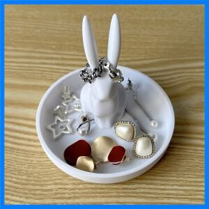 반지 목걸이 팔찌 데스크탑 보석 보관 랙 부활절 장식을위한 1 조각 토끼 트레이 쥬얼리 랙