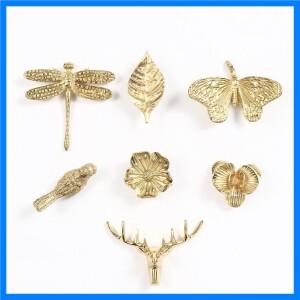 레트로 나비 잠자리 난초 황동 손잡이 옷장 서랍 골드 캐비닛 가구 찬장 손잡이용 구리 손잡이