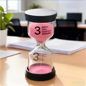 오피스용 블랙 3분 모래 시계 뚜껑 탁상 타이머 5분