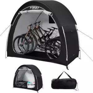 비 덮개가 있는 에이빌리 자전거 보관 창고 튼튼한 420D 폴리에스터 천 2배 방수 야외 텐트 2-3대 지퍼
