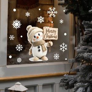만화 크리스마스 창문 스티커 장식 2025 새해 눈사람 산타클로스 가정 어린이 방 유리 정전기 벽 가능 탈부착