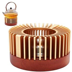 인모븐 티포트 워머, 나무 베이스가 있는 알루미늄 티 차, 커피, 우유, 음식, 캠핑 및 여행용 캔들 히터, 모든 티포트에 적합합니다