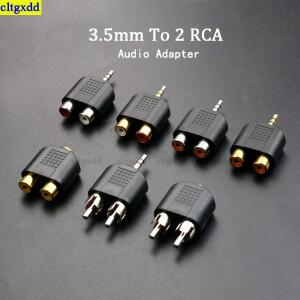 Cltgxdd 1피스 3극 3.5mm 듀얼 채널 잭 스테레오 남성 쌍 2 RCA 플러그 암 어댑터 Y 분배기 오디오 커넥터