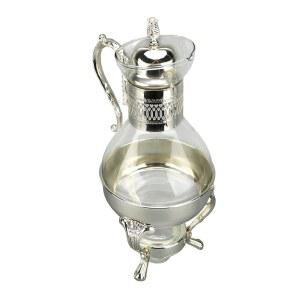 일반 유리 커피 포트 세트, 빈티지 터키 차 주전자 찻주전자 우유 및 워머, 뚜껑이 있는 가열식 물 뜨거운 냉차, 실버