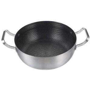 홀리디요요 스테인리스 프라이팬 9인치 논스틱 허니콤 프라이팬 이중 손잡이 스톡팟 인덕션 수프 냄비 모든 쿡탑 식기세척기 오븐 안전