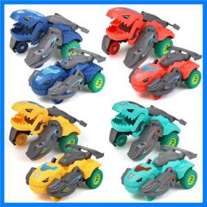 공룡 자동차 변형 자동차 장난감 관성 슬라이딩 한 단계 액션 충돌 변환 미니 티라노사우루스 렉스 차량 장
