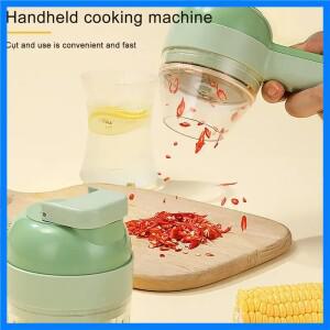 1pc 4 In 1 야채 쵸퍼 휴대용 전기 야채 커터 세트 휴대용 무선 마늘 진흙 사수기 마늘 프레스 및 슬라이서