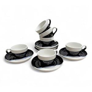 소스가 포함된 에스프레소 컵 2온스, 미니 세라믹 세트 6개, 세트, 라떼용 커피 머그잔 마키아토, 카페용 데미타스 전자레인지 및 식기세척기 안전(블랙)