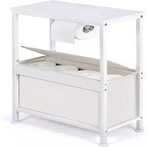 좁은 욕실 화장지 수납장 정리함 싱크대 옆 바닥 테이블 스탠드 휴지 롤 홀더 뚜껑이 있는 패브릭 수납