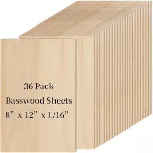 36 PCS 배스우드 합판 미완성 목공예품 8 X 12 1 /16 인치 DIY 장식 모형 조각 목재 건축 모델 및 페인팅에