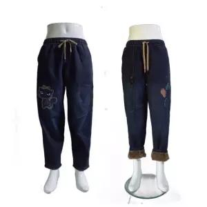 청바지 기모 겨울 엄마 /스판바지 /면바지 /작업복/빅사이즈 데님 안감 융털 배기진 워싱