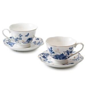 카이토어 티컵 2종 세트, 커피 컵 7온스(200ml) 빈티지 플로럴 도자기, 골드 트림 티컵, 카푸치노 컵, 어버이날을 위한 라떼 머그잔, 파티, 생일 선물