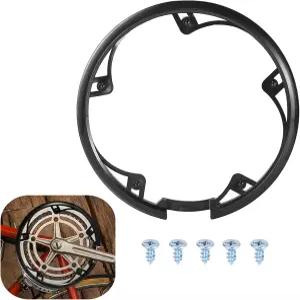 Selxran 1팩 자전거 체인 휠 프로텍터 전문가용 가드 5개 나사 포함 산악 블랙 5홀 48T용 액세서리 커버